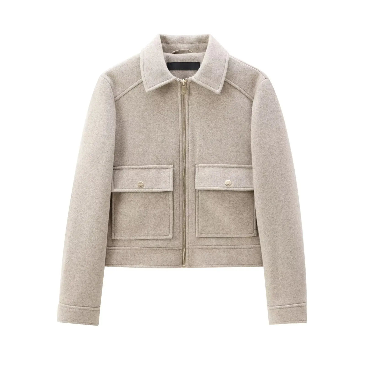 Women’s Zipper Jacket – Stylish Winter Long Sleeve Casual Coat with Pockets