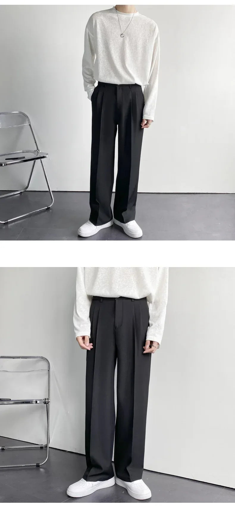 Men's Korean Drape Straight Casual Trousers – Loose Fit Smart-Casual Street Suit Pants