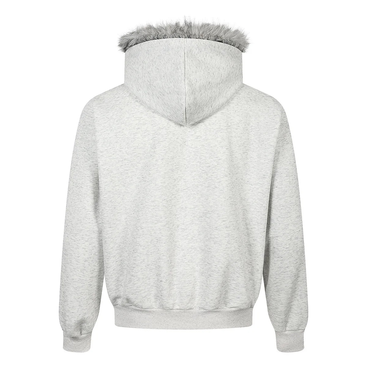 Unisex Retro Printed Hooded Jacket – Loose-Fit Long Sleeve Coat with Faux Fur Collar