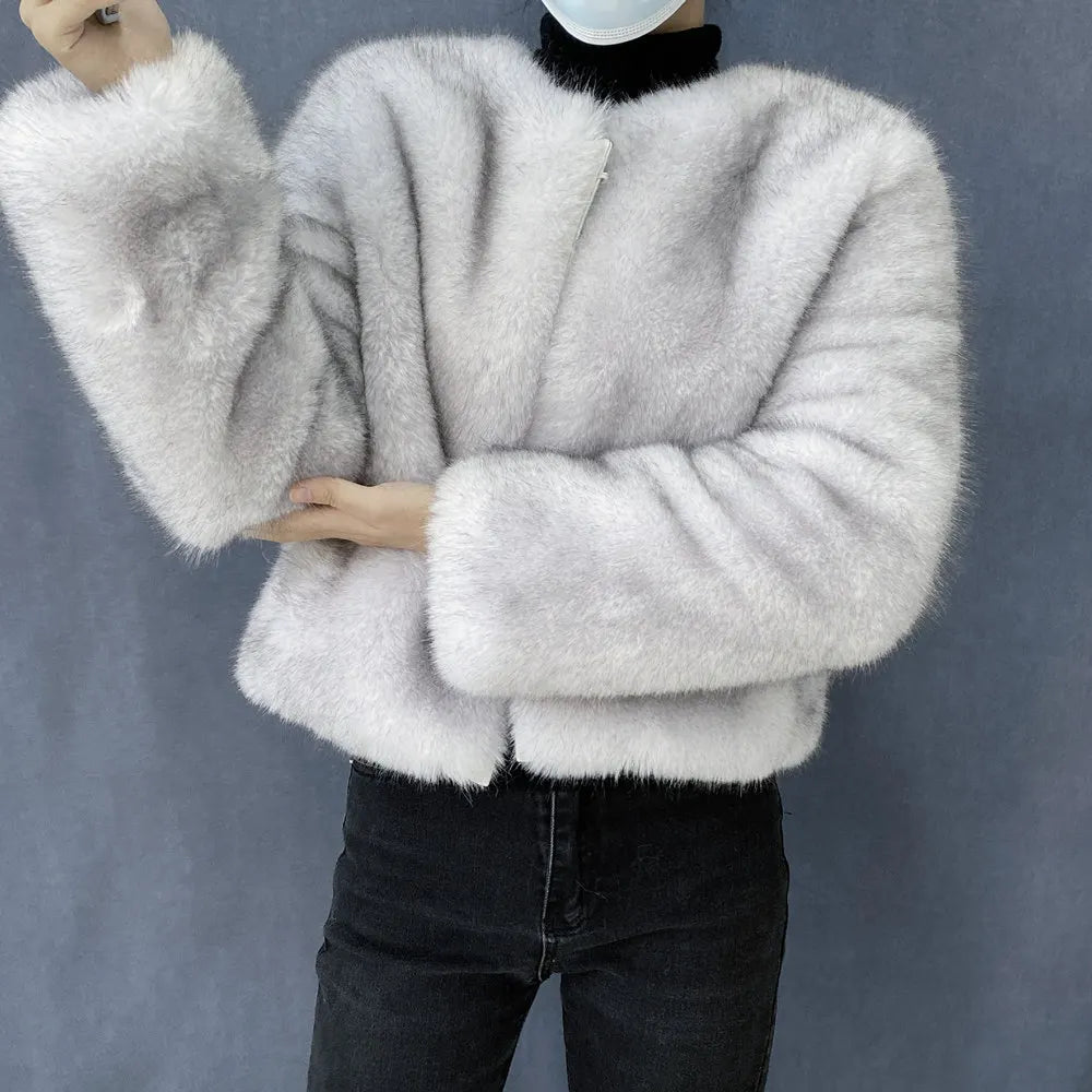 Women’s Luxury Faux Fur Jacket – Fluffy Short Winter Coat, Chic Street Fashion Outerwear