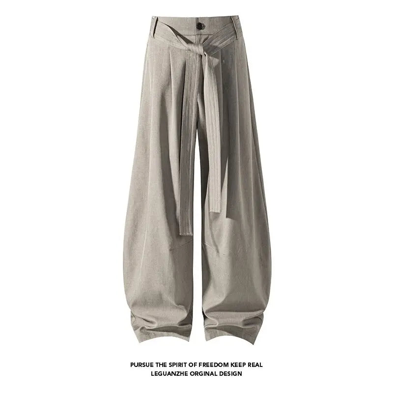 Men’s Old Money Straight-Leg Trousers – White Casual Pants | Korean-Inspired Spring 2026 Style, M–5XL