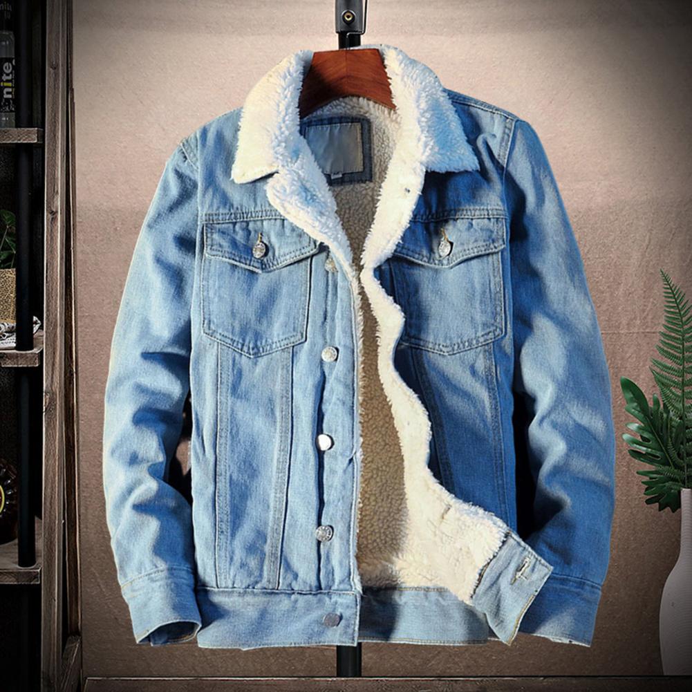 Men's Winter Fleece-Lined Denim Jacket – Thicken Warm Velvet Inner Coat