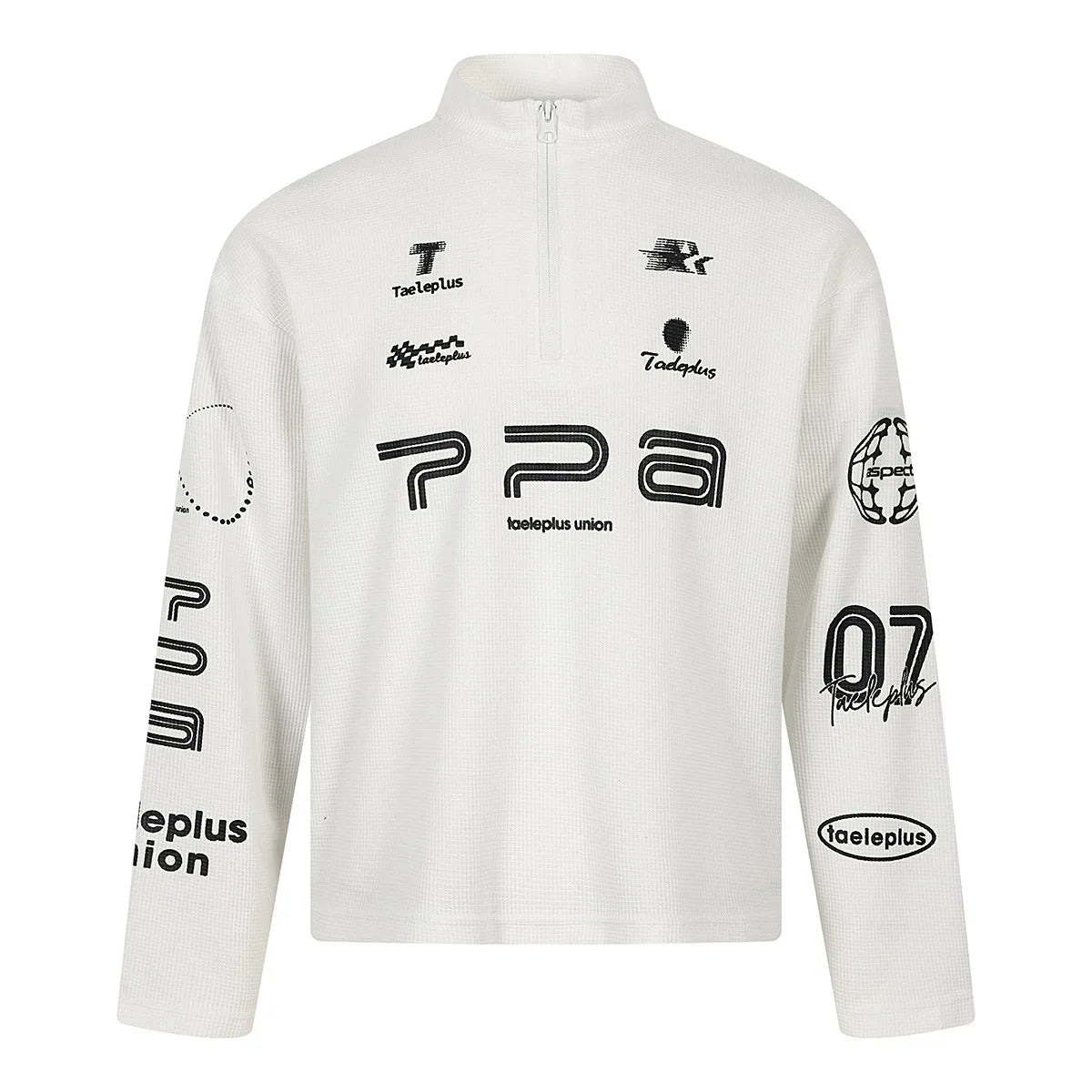 Unisex Waffle Pattern Long Sleeve T-Shirt – Half High Collar Printed Casual Sportswear, Fall 2026