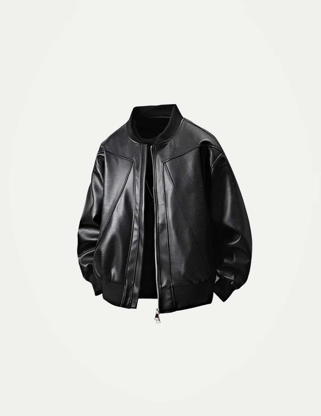 Men’s American-Style Leather Jacket – Baseball Collar Silk-Lined Bomber | Loose-Fit Spring Casual Outerwear