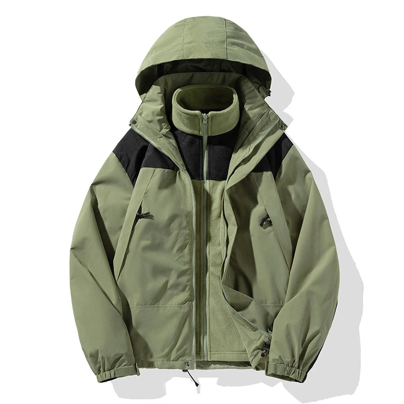 Unisex 3-in-1 Outdoor Jacket – Waterproof & Breathable Warm Winter Coat for Camping, Hiking & Skiing