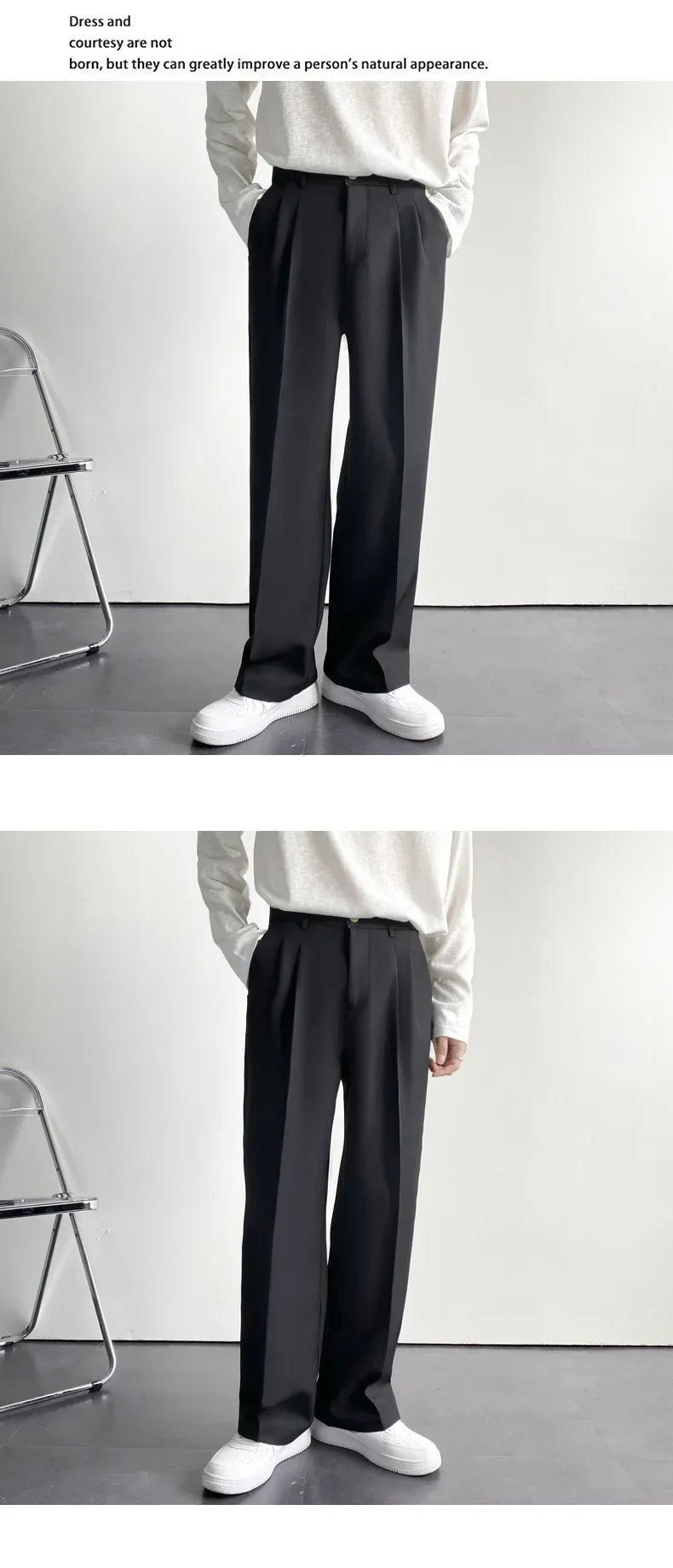 Men's Korean Drape Straight Casual Trousers – Loose Fit Smart-Casual Street Suit Pants