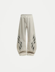 Unisex Deconstructed Print Sweatpants – Loose Wide-Leg Drawstring Trousers | American Hip-Hop Streetwear