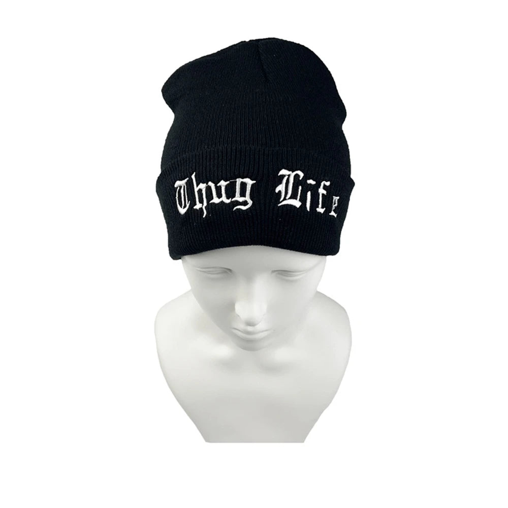Unisex Winter Knitted Beanie – Embroidered Woolen Hat, Warm Stretchy Ski Cap for Autumn & Winter