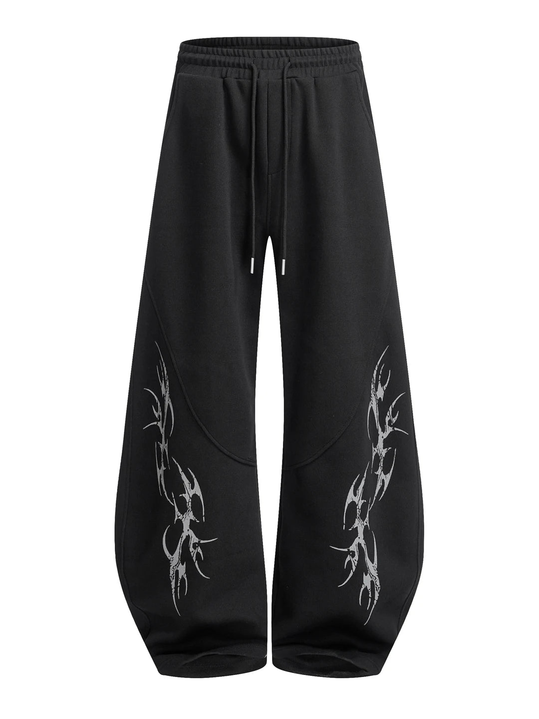Unisex Deconstructed Print Sweatpants – Loose Wide-Leg Drawstring Trousers | American Hip-Hop Streetwear