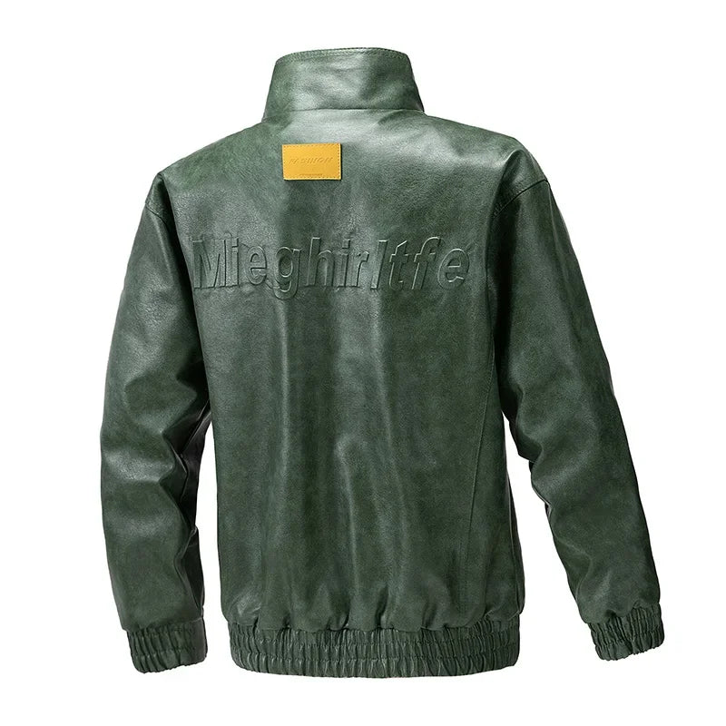 Men’s Retro PU Leather Jacket – High Street Motorcycle-Inspired Coat, Trendy Winter Casual Outerwear