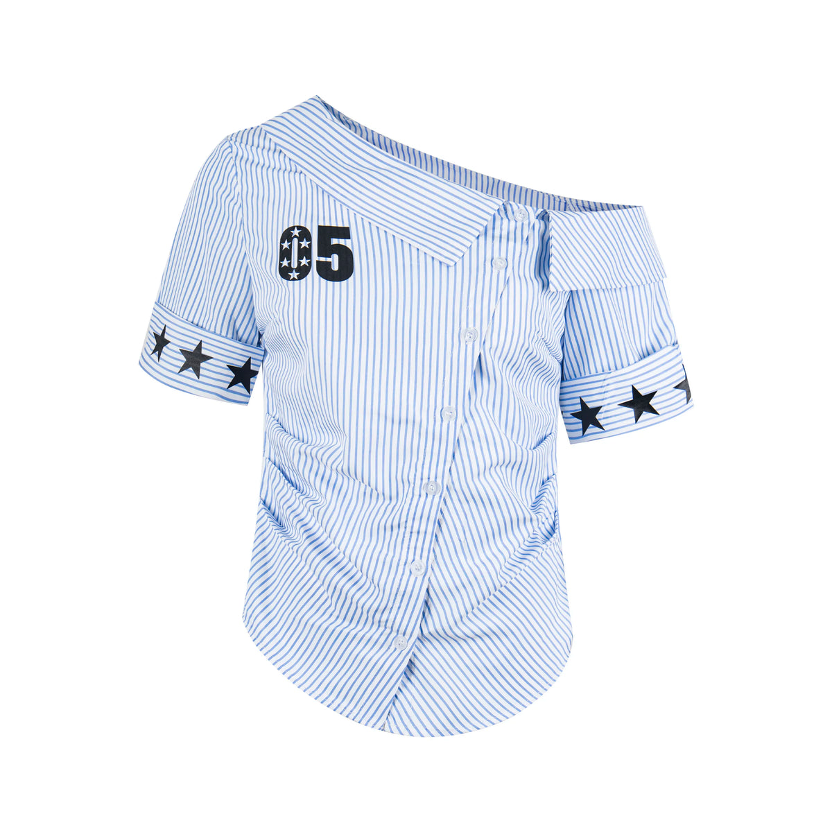 Women’s Striped Short Sleeve Top – Slim Fit Waist-Cinched Shirt | Stylish Summer Streetwear