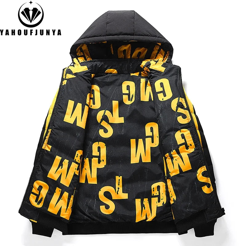 Men’s Winter Hooded Windbreaker Jacket – Thick Warm Outdoor Parka Coat, Casual Cold-Weather Outerwear