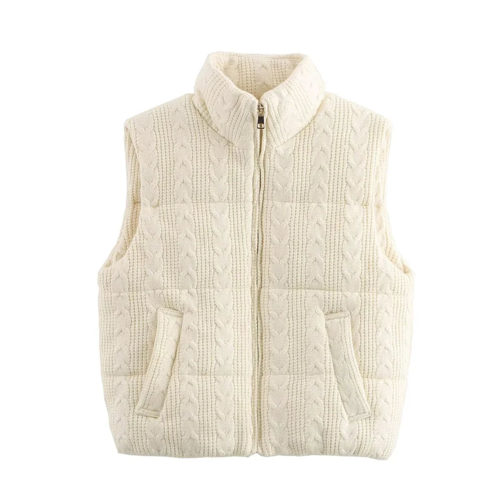 Y2K High-Quality Zipper Puffer Knitted Vest