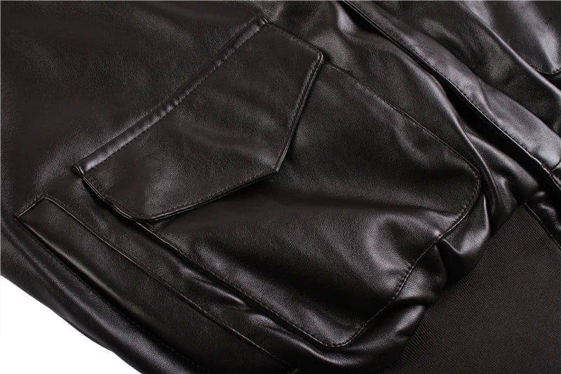 Men’s PU Leather Bomber Jacket – Vintage Aviator Flight Coat | Winter Padded Motorcycle & Military-Inspired Outerwear