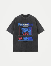 Unisex Vintage Manga Graphic T-Shirt – Oversized Washed Cotton Harajuku Streetwear Tee