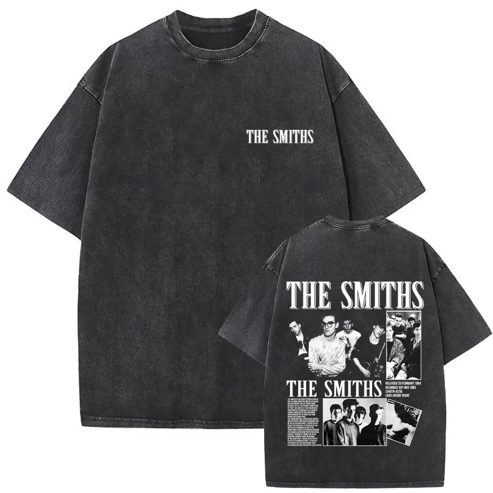 Unisex The Smiths Graphic T-Shirt – Funny Cat Retro Washed Tee | 1980s Indie Rock Vintage Streetwear