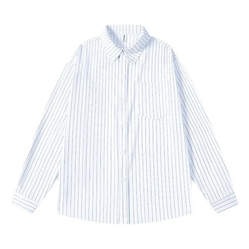 Men’s Striped Casual Shirt – Loose-Fit Long-Sleeve Button-Up | Stylish Spring & Autumn Everyday Wear