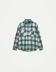 Men’s Embroidered Plaid Shirt – Loose Fit Long Sleeve Retro Casual Top