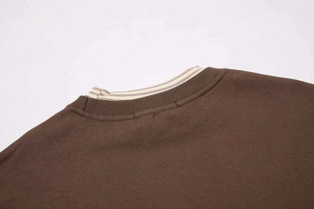 Men’s Retro Striped Long Sleeve T-Shirt – Round Neck Faux Layered Top | American Casual Streetwear