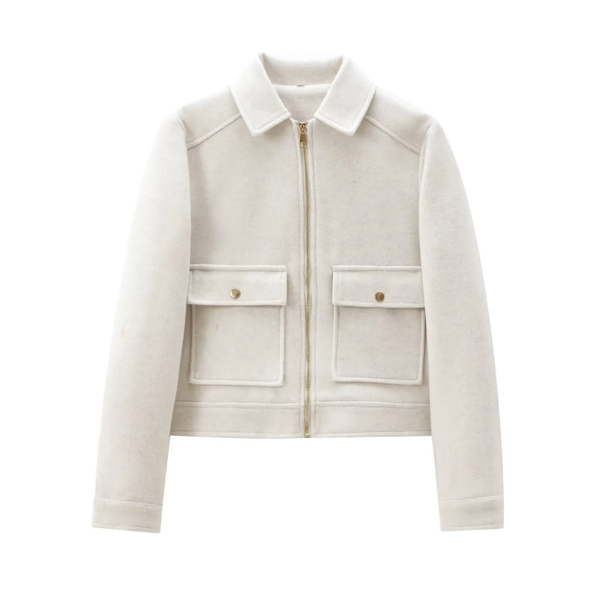Women’s Zipper Jacket – Stylish Winter Long Sleeve Casual Coat with Pockets