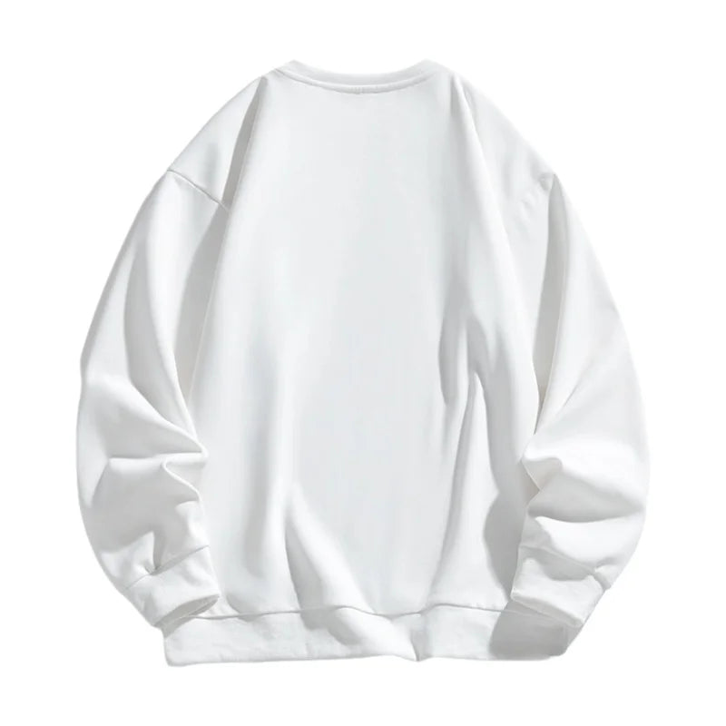 Men’s Loose-Fit Sweatshirt – Round Neck Rabbit Fur Blend Base Layer, Comfortable Autumn Casual Top