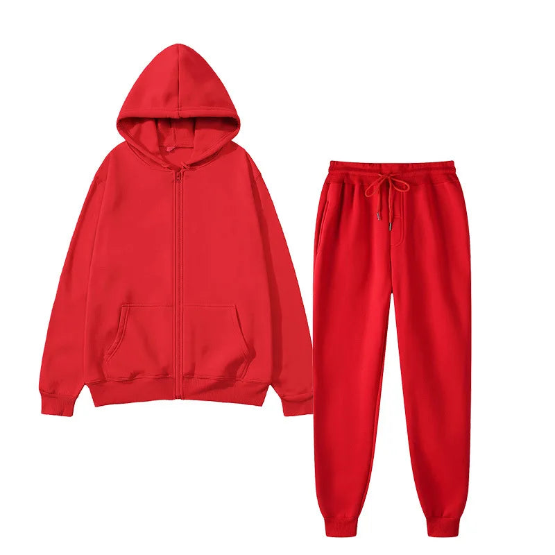 Unisex Winter Sportswear Set – Warm Hooded Zipper