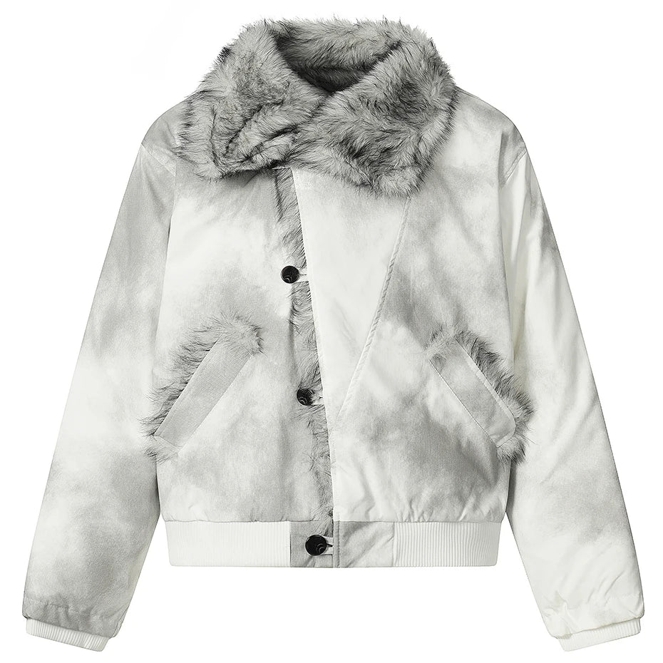 Men Winter Jackets Fur Collar Parkas Coat Vintage Oversized Fleece Warm Jackets