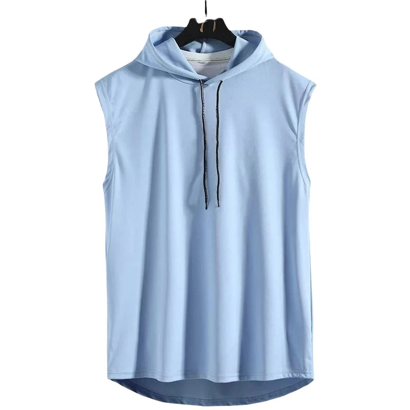 Men's Sleeveless Hooded Tank Top – Gym Bodybuilding Sports Vest
