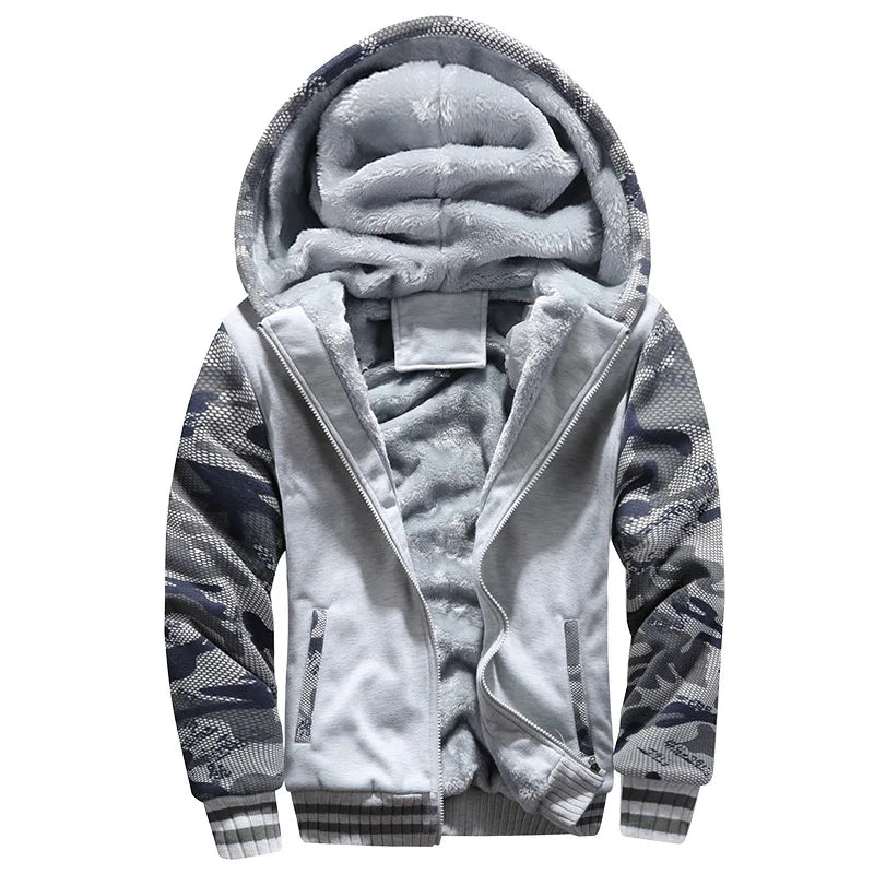 Men’s Winter Fleece Hoodie Jacket – Thick Warm Zipper Coat