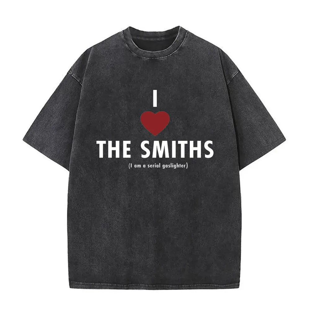 Unisex The Smiths Graphic T-Shirt – Funny Cat Retro Washed Tee | 1980s Indie Rock Vintage Streetwear