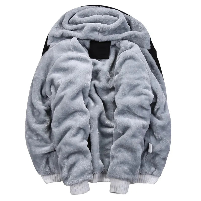 Men’s Winter Fleece Hoodie Jacket – Thick Warm Zipper Coat