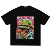 Men's Skull Soldier Printed T-Shirt – Oversized Retro Streetwear Summer Tee