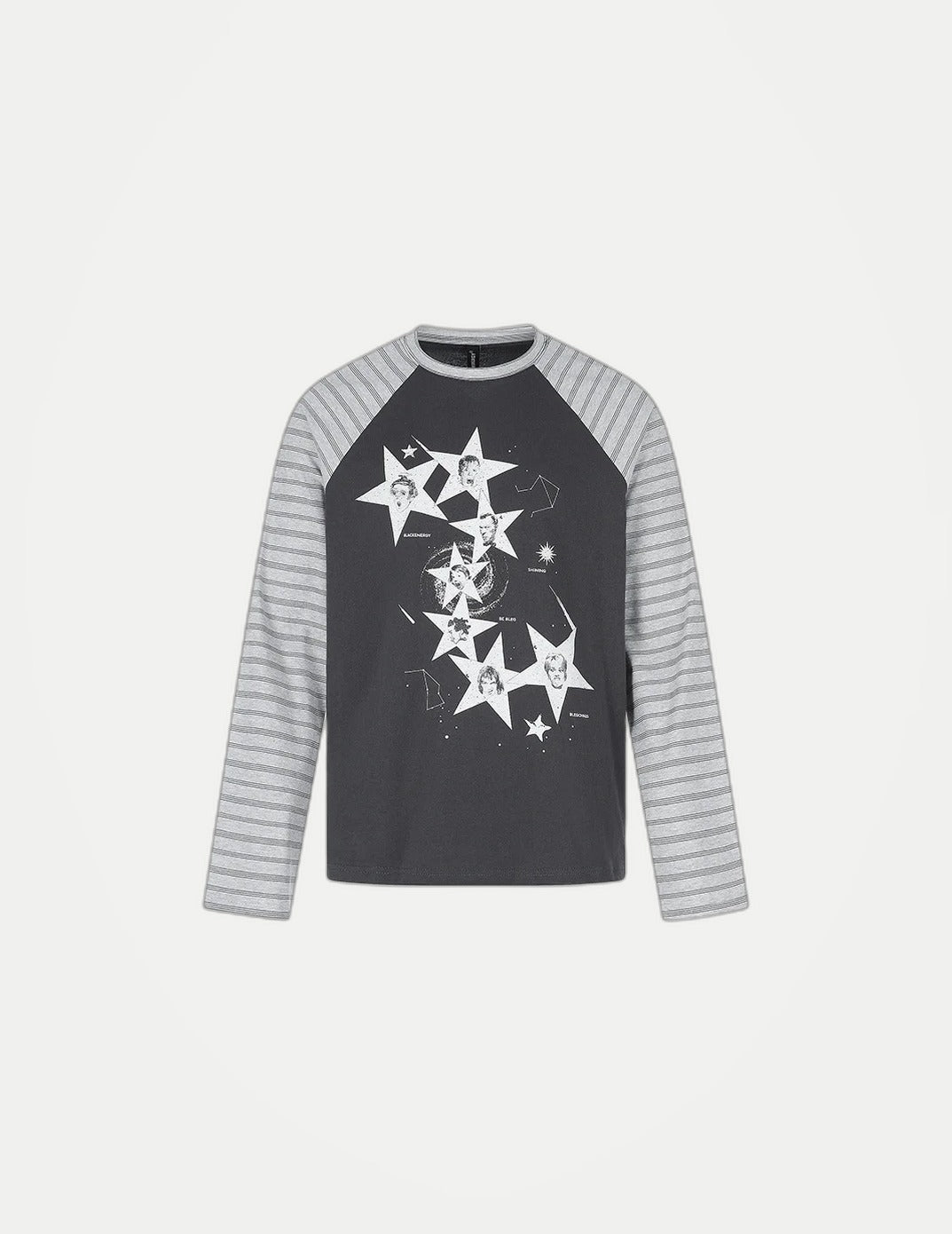 Unisex Retro American Star Print T-Shirt – Striped Patchwork Long Sleeve Cotton Streetwear Topstyle
