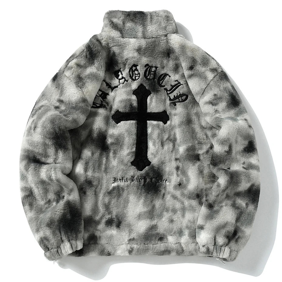 Men's Streetwear Vintage Fleece Jacket – Harajuku Hip Hop Oversized Zip Coat
