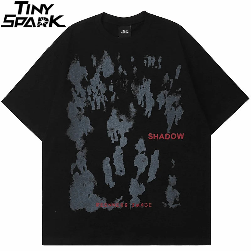 Men’s Hip Hop Graphic T-Shirt – Shadow Letter Print | Cotton Streetwear Tee