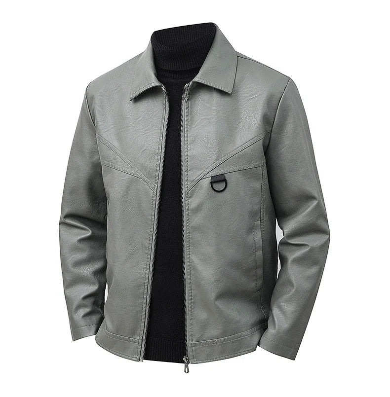 Men’s Slim-Fit Leather Jacket – Retro Lapel Coat | Stylish Spring & Autumn Casual Business Outerwear