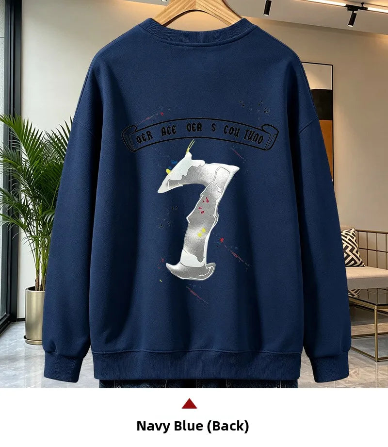 Men’s Casual Cotton Sweatshirt – Loose Fit Crew Neck Pullover | American Campus Style