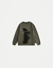 Men’s Abstract Print Sweatshirt – Japanese Streetwear Crew-Neck Pullover