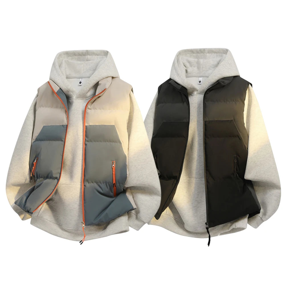 Trendy Splicing Color Hoodie With Vest