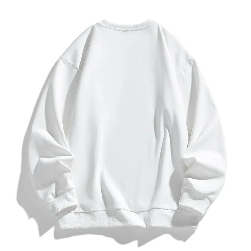 Men’s Loose-Fit Sweatshirt – Round Neck Rabbit Fur Blend Base Layer, Comfortable Autumn Casual Top