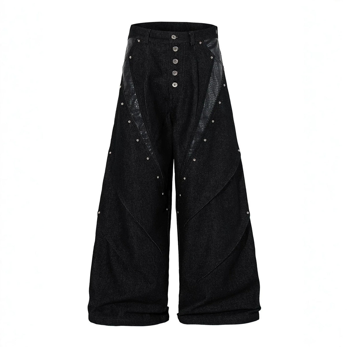 American High-Street Rivet Jeans – Single-Breasted Workwear Trousers | Casual Streetwear