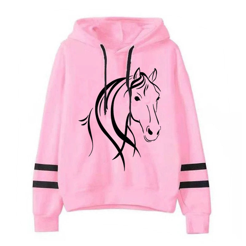 Women’s Horse Graphic Sweatshirt – Long Sleeve Pullover Sweater | High Street Casual Streetwear Fashion