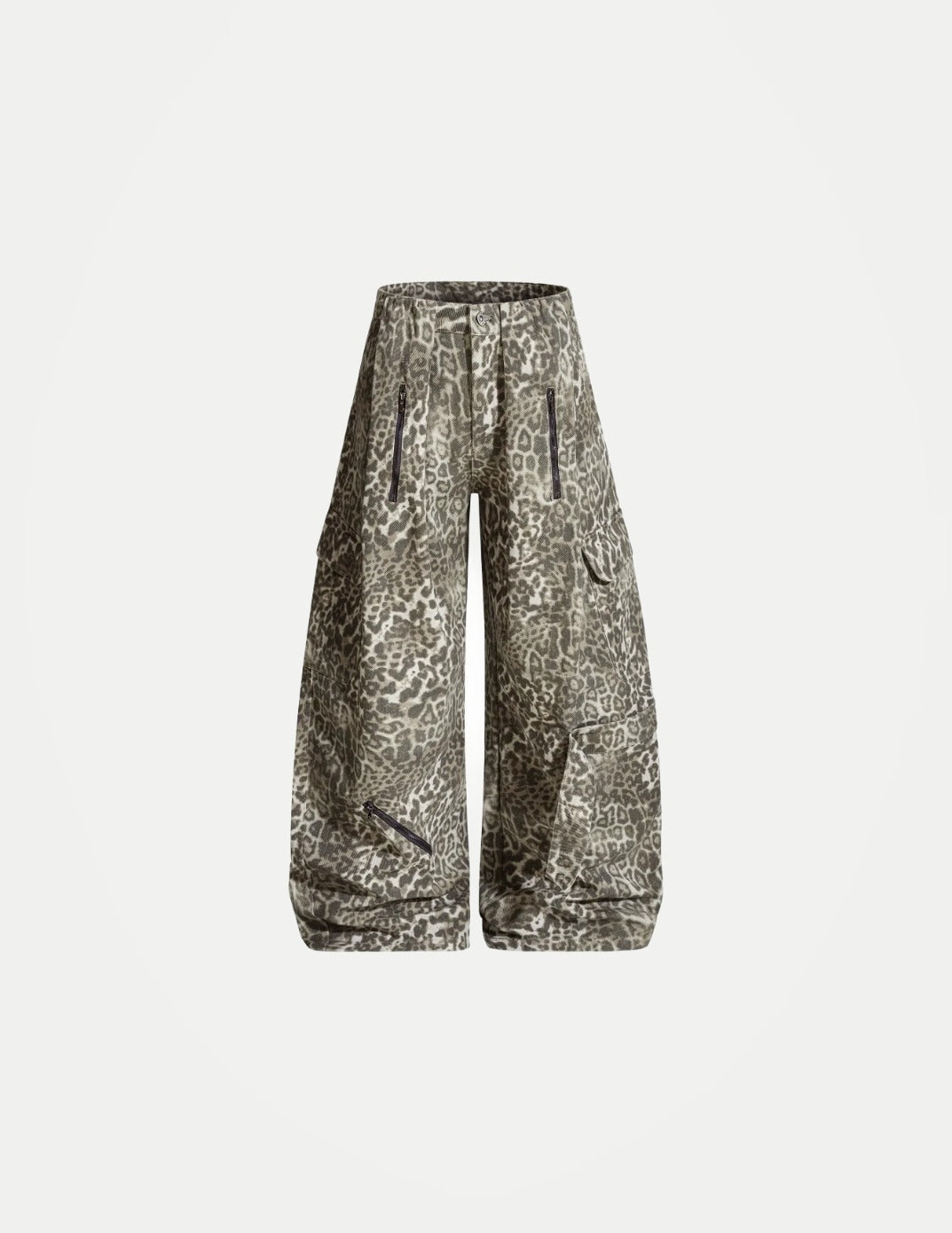 Men’s Leopard Cargo Pants – Multi-Pocket Pleated Banana Trousers | Hip-Hop Streetwear