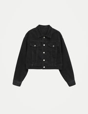 Men’s Vintage Black Denim Jacket – Loose Fit Long Sleeve Spring Streetwear Coat