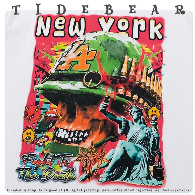 Men's Skull Soldier Printed T-Shirt – Oversized Retro Streetwear Summer Tee
