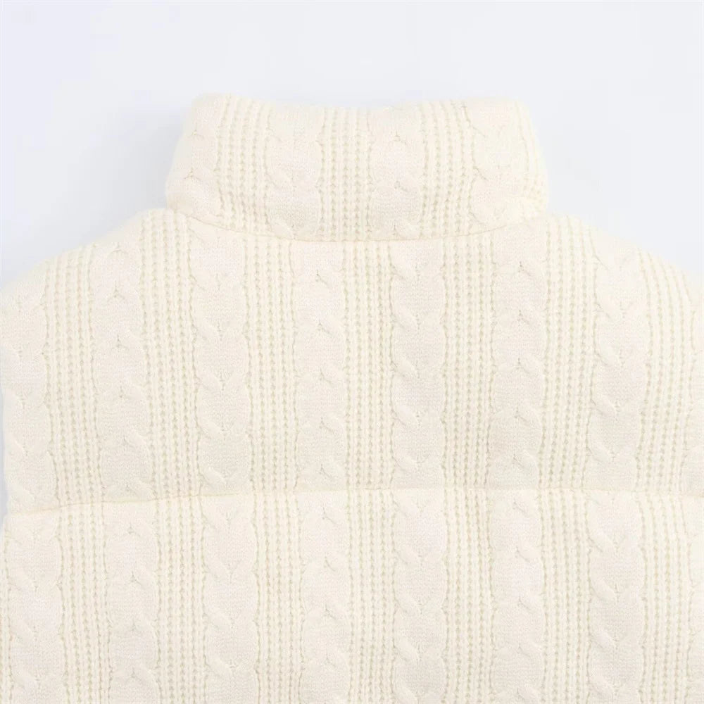 Y2K High-Quality Zipper Puffer Knitted Vest