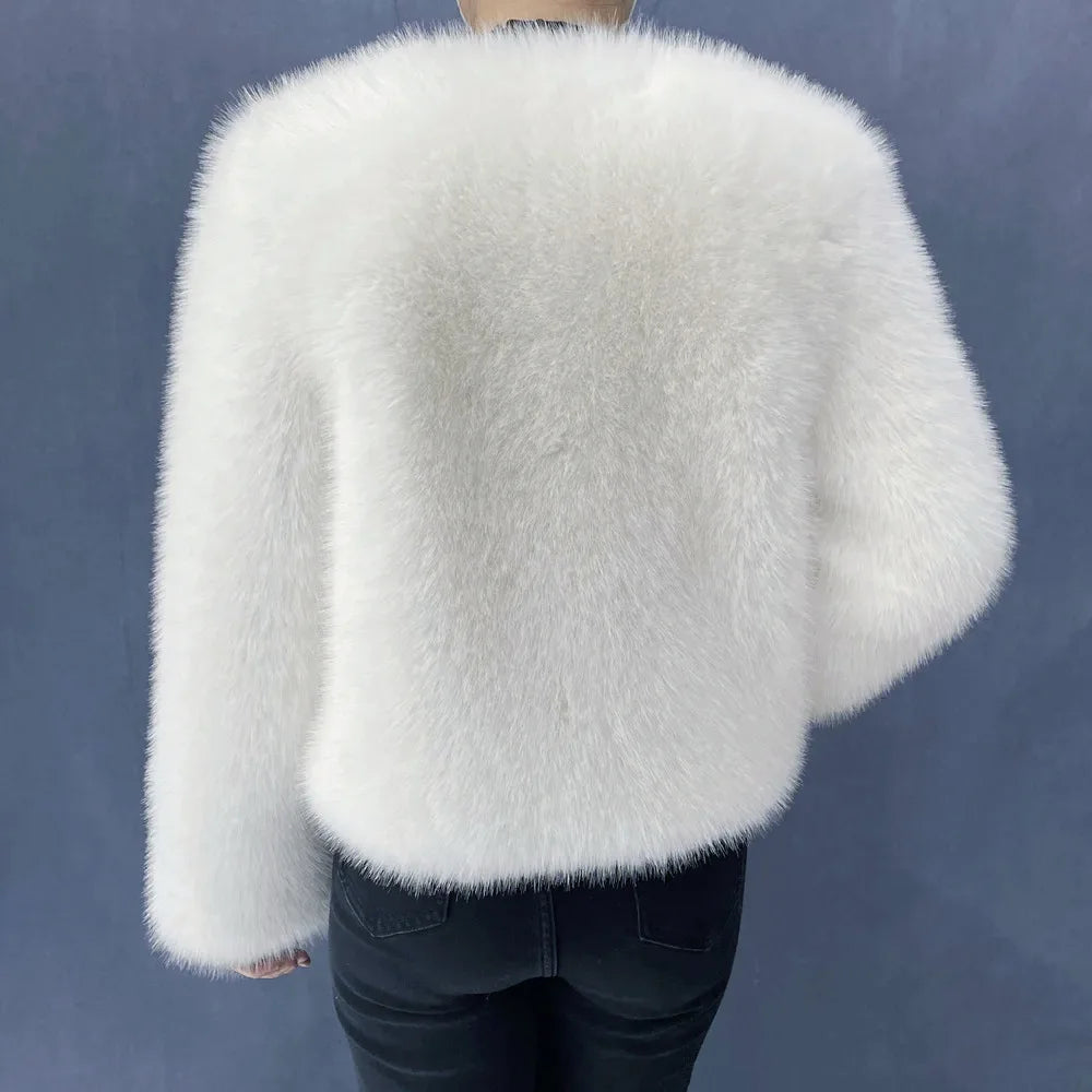 Women’s Luxury Faux Fur Jacket – Fluffy Short Winter Coat, Chic Street Fashion Outerwear
