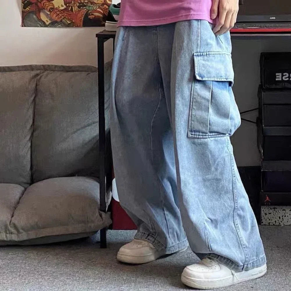 Men's Baggy Harajuku Jeans – Oversized Wide Leg Hip Hop Streetwear Denim