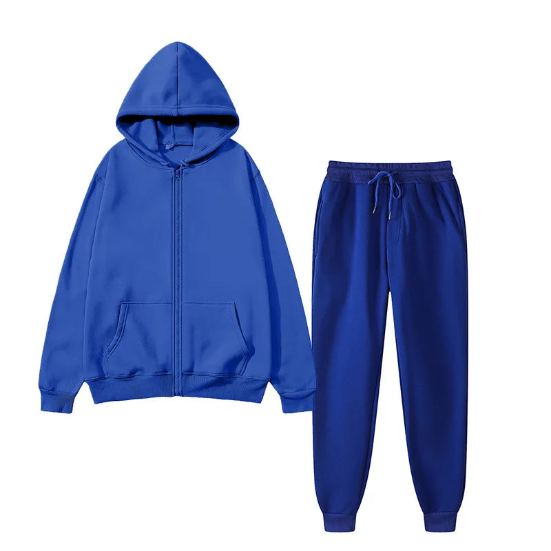 Unisex Winter Sportswear Set – Warm Hooded Zipper