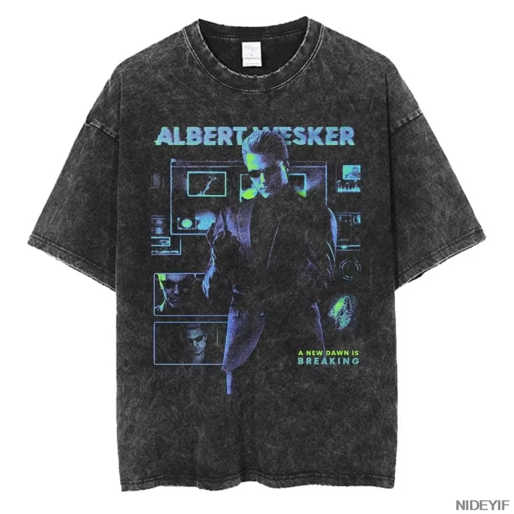 Unisex Leon Kennedy Graphic T-Shirt – Oversized Short-Sleeve Tee | Retro Biohazard-Inspired Fan Streetwear